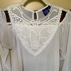 White cold shoulder top